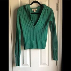 Hollister V- Neck Green Hoodie Sweater